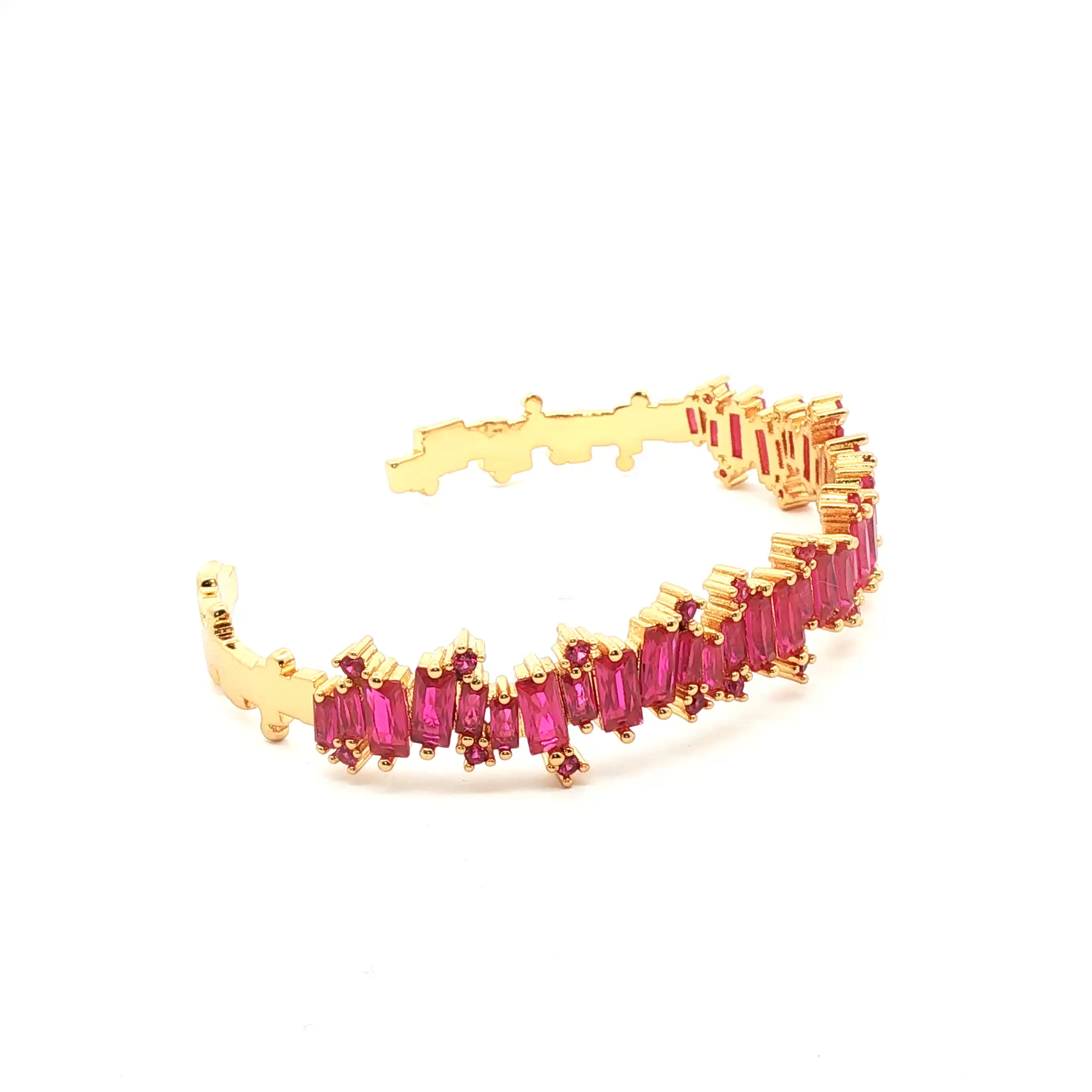 Bangle | Baguette-Cut Ruby | 18 K Goldplated