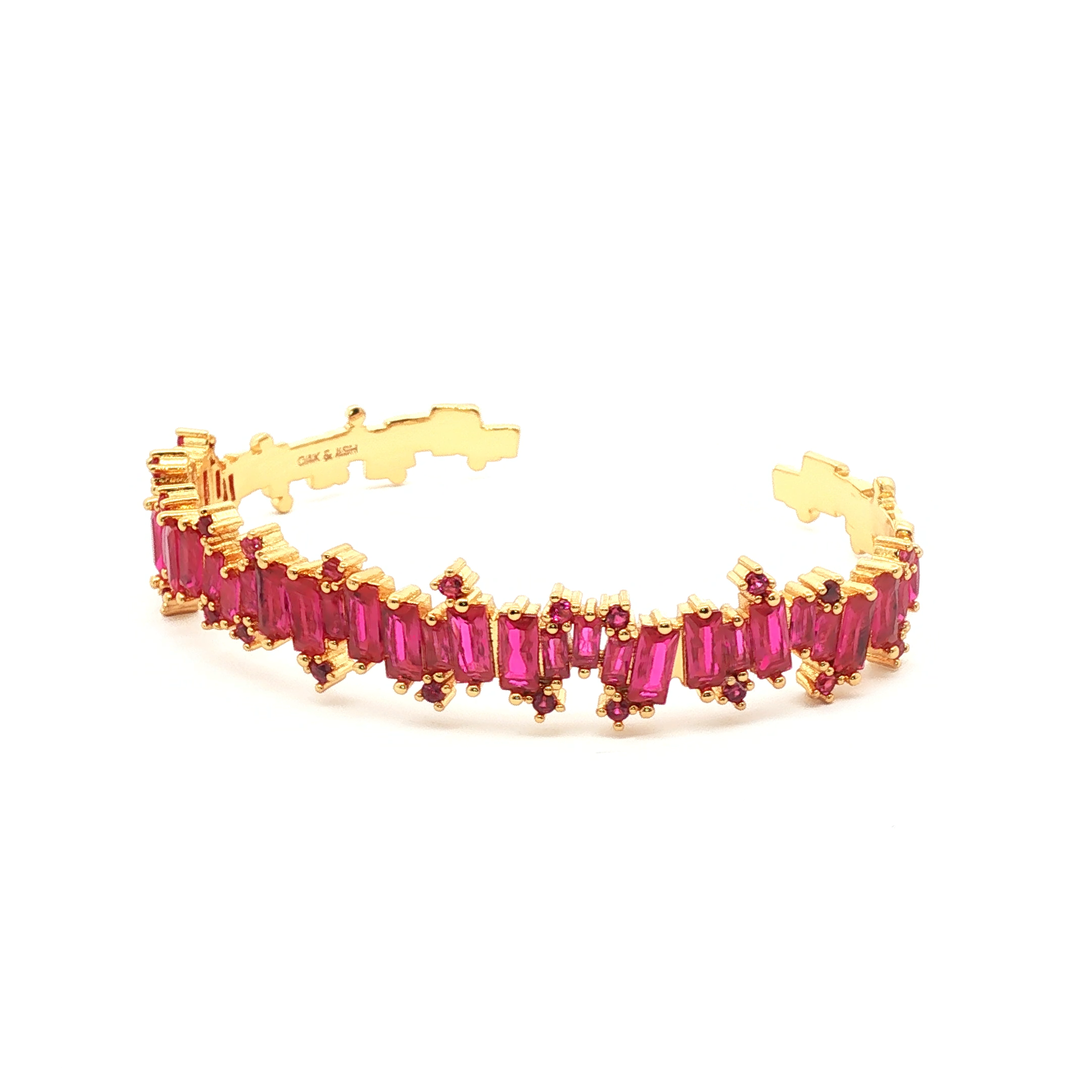 Bangle | Baguette-Cut Ruby | 18 K Goldplated