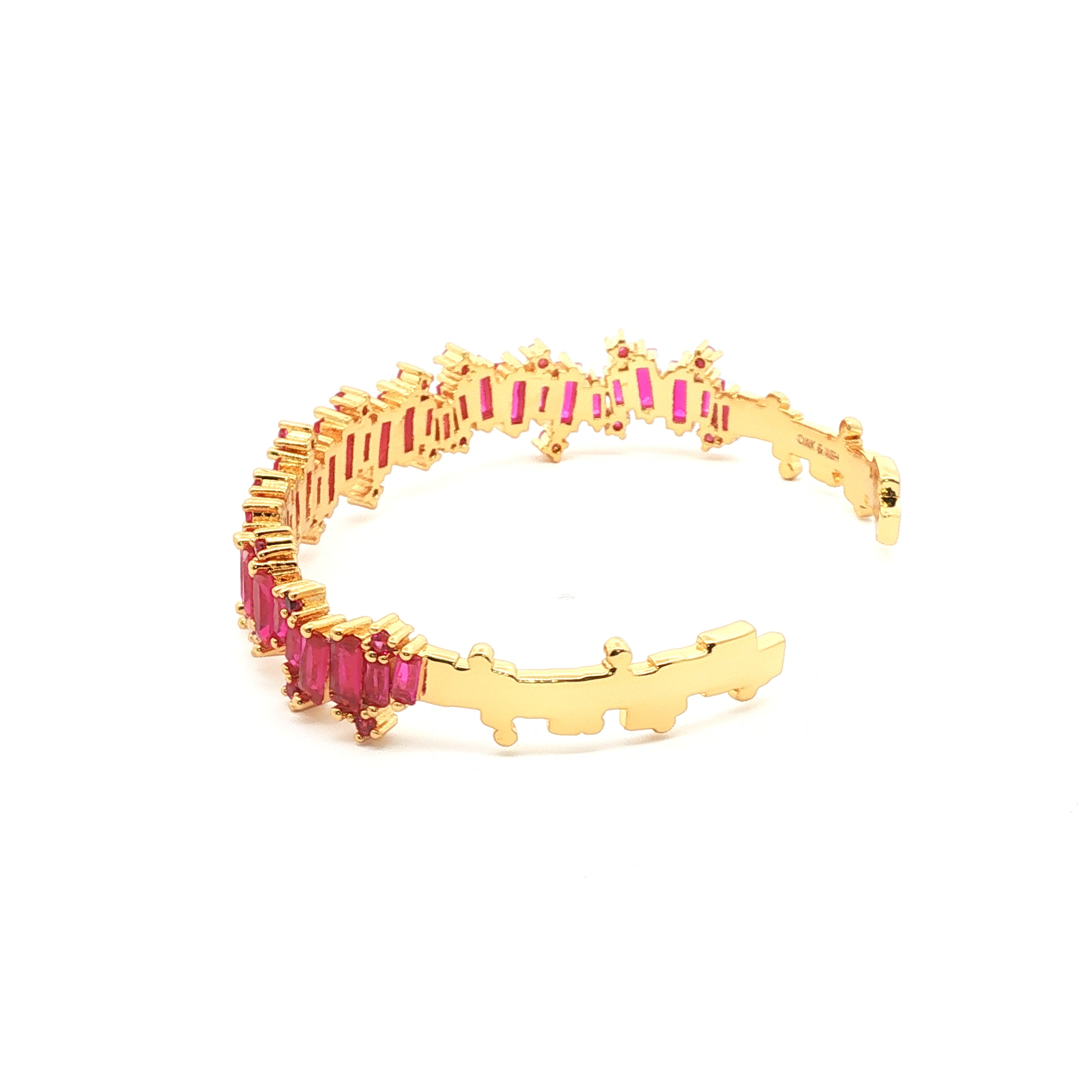 Bangle | Baguette-Cut Ruby | 18 K Goldplated
