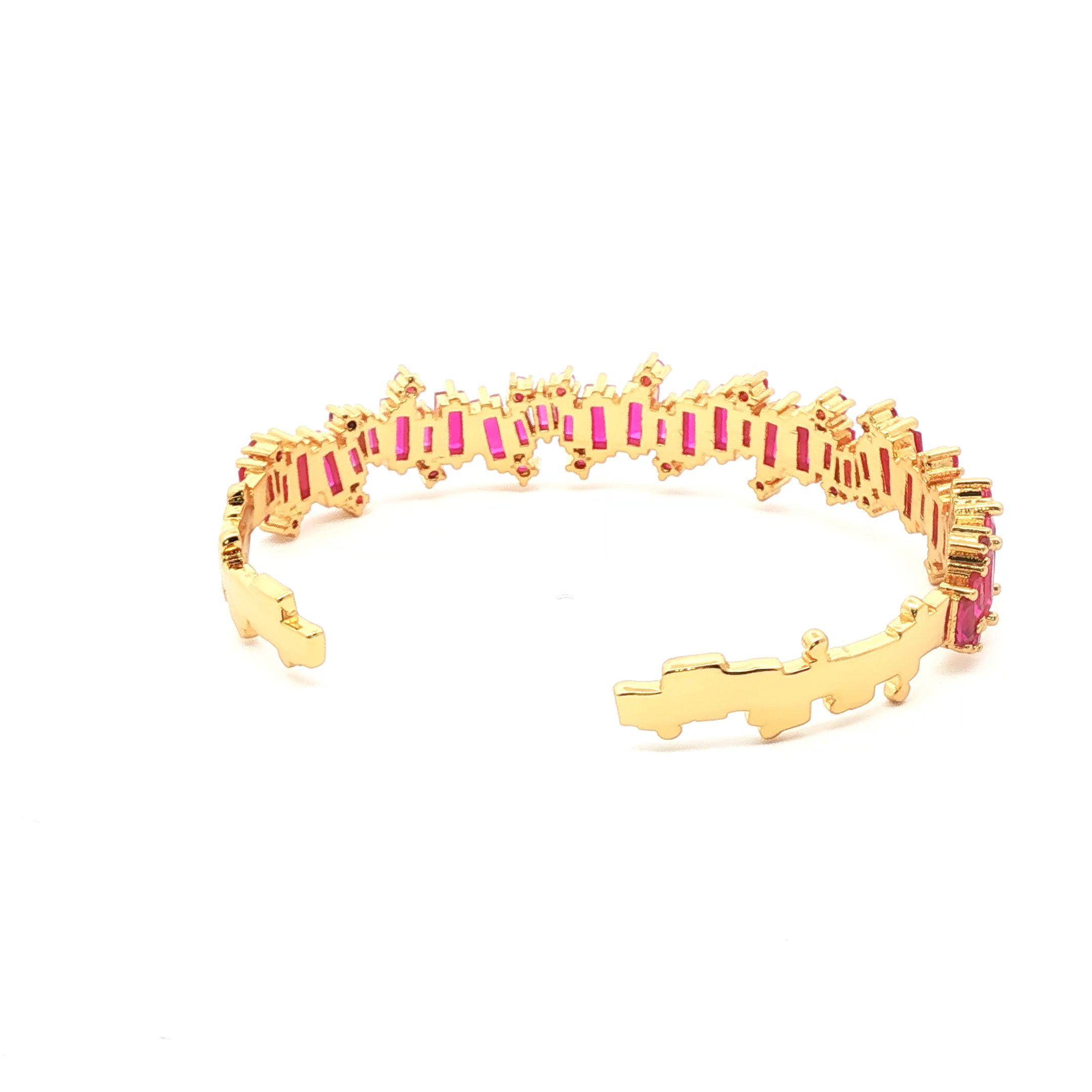 Bangle | Baguette-Cut Ruby | 18 K Goldplated