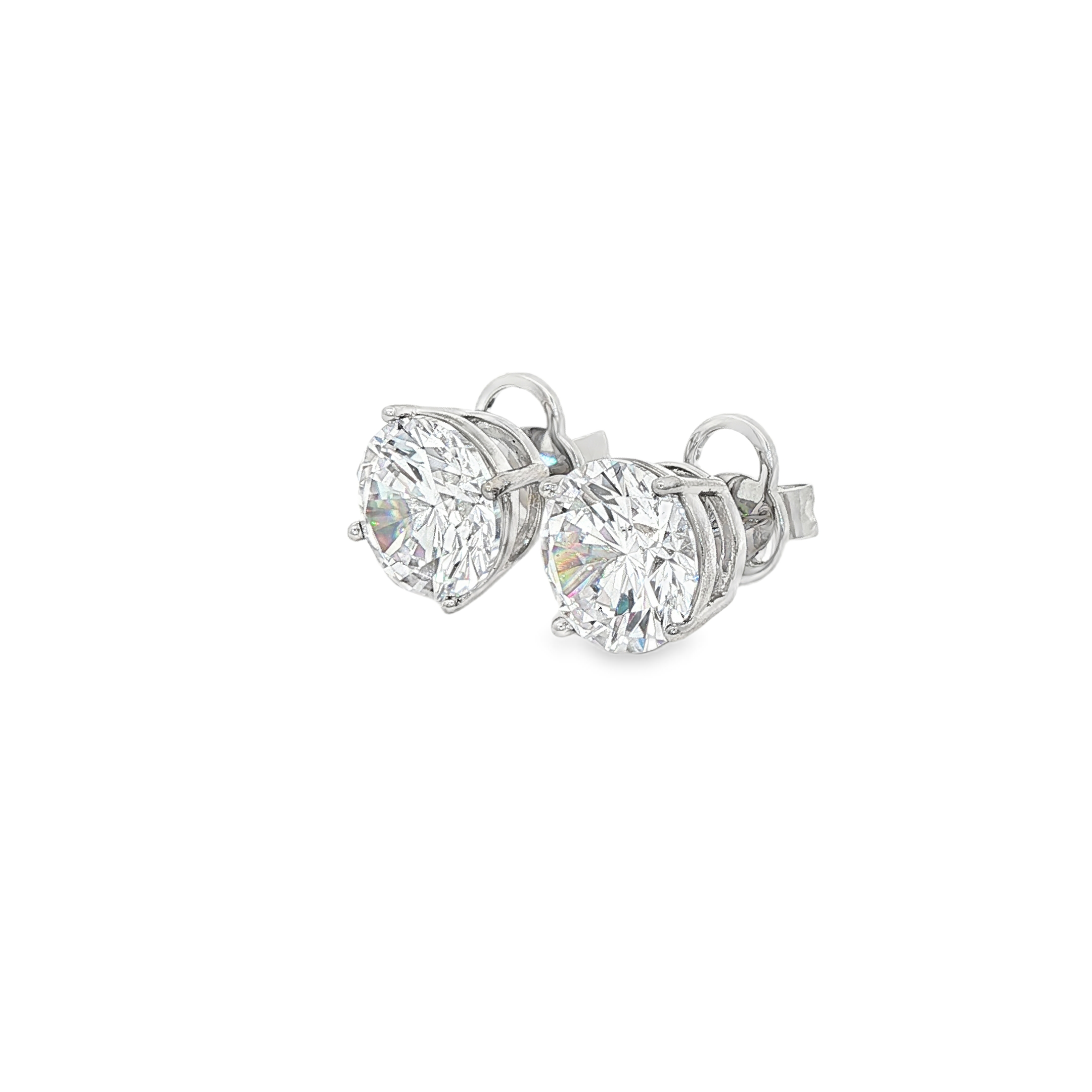 Earrings | Studs | Massive Carat | Round Cut | Zirconia | Silver Plated