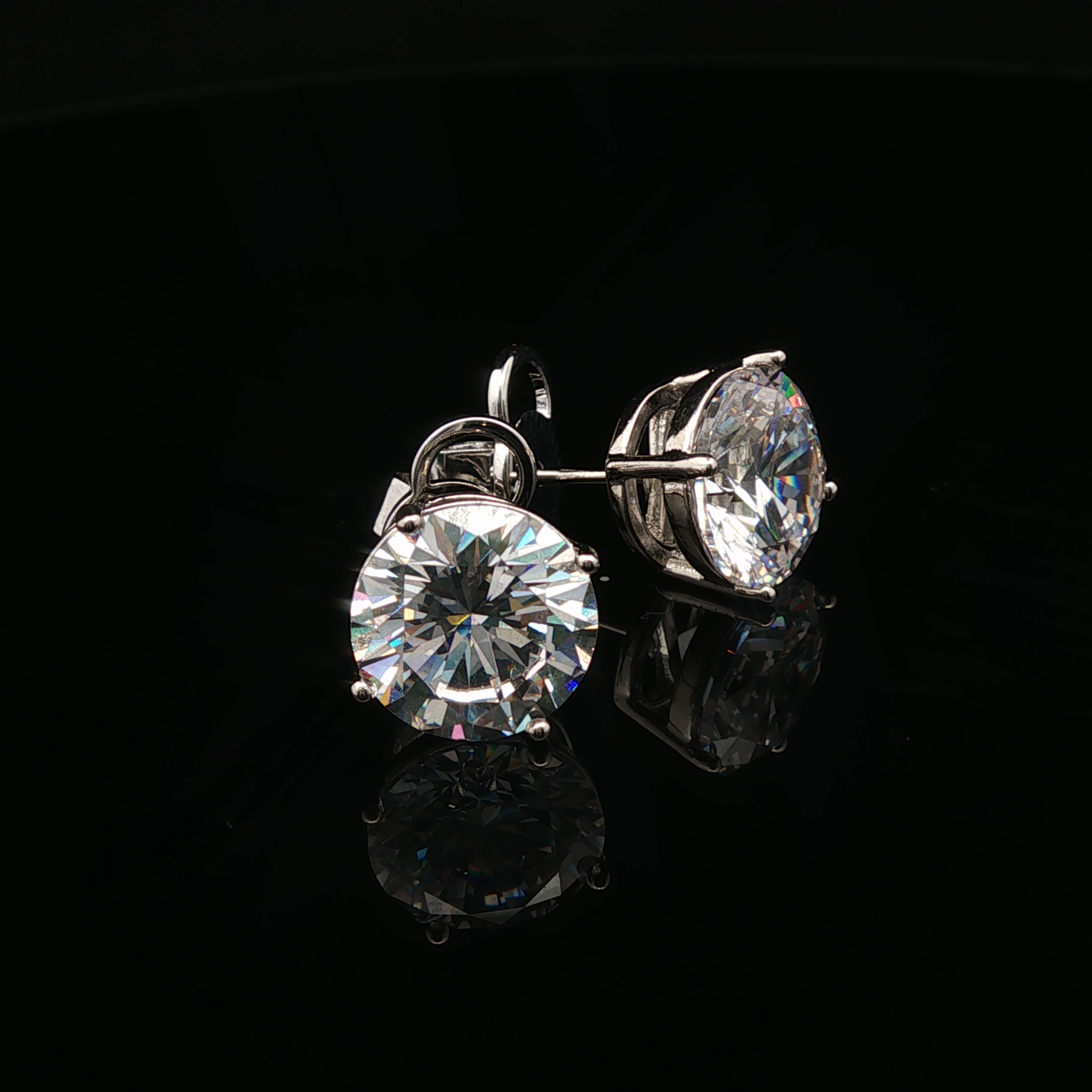 Earrings | Studs | Massive Carat | Round Cut | Zirconia | Silver Plated