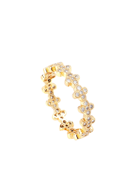Ring | Althea | Flower band | Zirconia | 18K Gold Plated