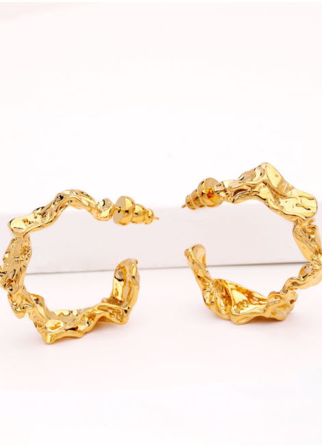 Nancy Nugget Bold Loop Earrings – 18K Gold Plated Statement Hoops for Women in Hong Kong