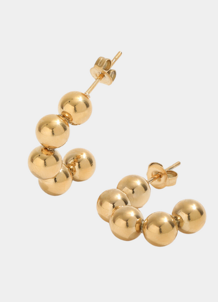 Earrings | Beads | C Hoop | 18K Gold Plated