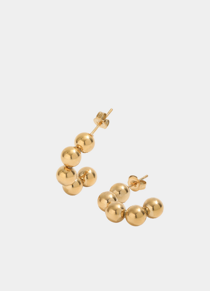Earrings | Beads | C Hoop | 18K Gold Plated