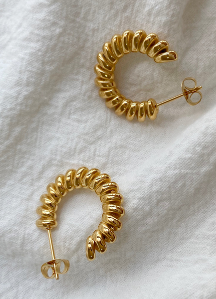 Earrings | Fossile | Hoop | 18K Gold Plated