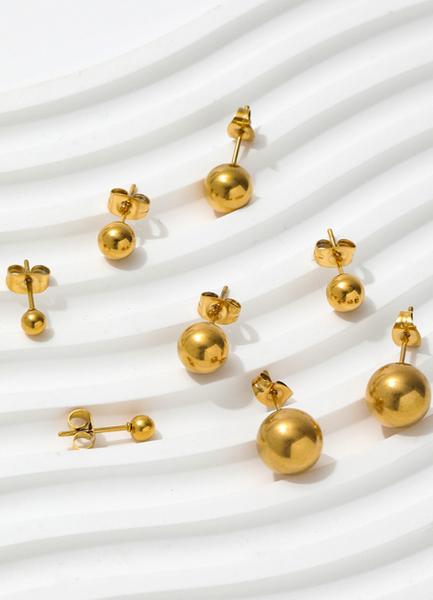 Earrings | Minimalist Ball Stud | 6mm | 18K Gold Plated