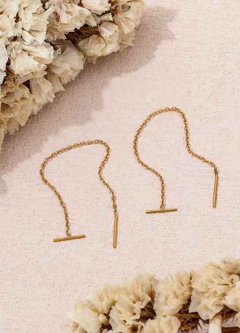 Earrings | Threading Bar | 18K Gold Plated
