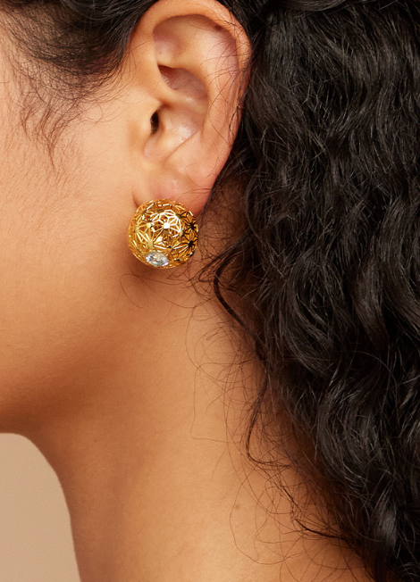 Earrings | Iris Hollow Orb | 18K Gold Plated