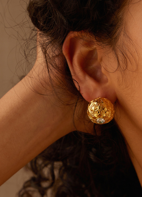 Earrings | Iris Hollow Orb | 18K Gold Plated