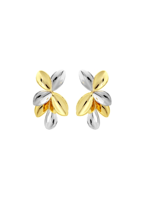 flower earrings hk, two tone earrings hong kong, lillian earrings hk, mixed metal earrings hk, feminine jewelry hong kong, floral earrings for her hk