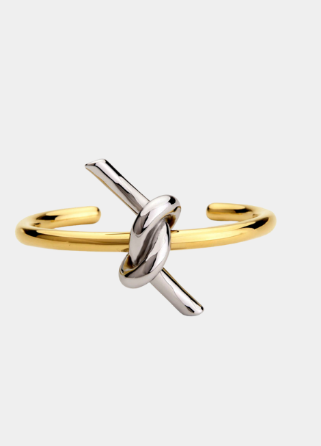 Lottie Lace Knot Bangle – Two Tone Gold and Silver Elegant Jewelry for Women in Hong Kong