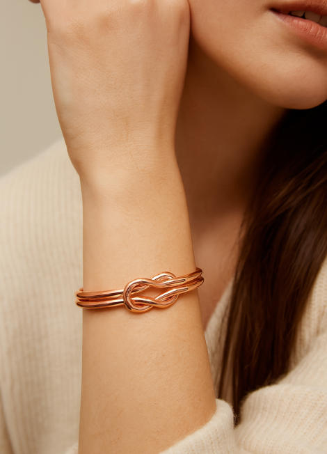 Love Knot Bangle – Rose Gold Plated Stainless Steel Symbolic Bracelet for Women in Hong Kong
