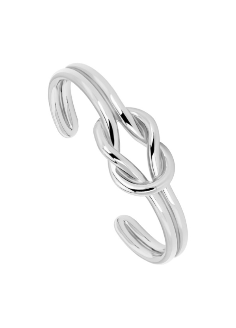 Silver Love Knot Bangle in stainless steel—symbolizing unity and love. A timeless, meaningful piece for women in Hong Kong. Elegant, durable, and gift-ready.