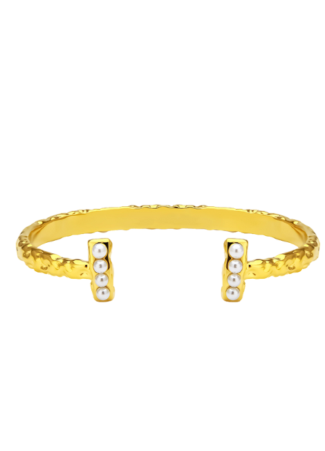 Minou II Pearl Asteroid Bangle – 18K Gold Plated Celestial-Inspired Bracelet for Women in Hong Kong