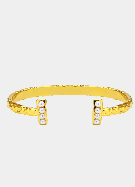 Minou II Asteroid Pearl Bangle – 18K Gold Plated | Celestial-Inspired Bracelet for Women in Hong Kong