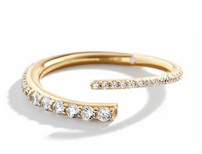Ring | Pia Pavé C | Adjustable | Cubic Zirconia | 18K Gold Plated 925SS