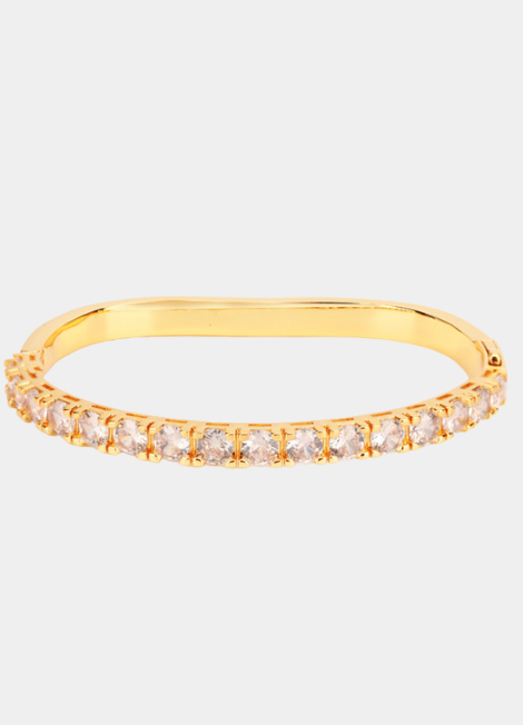 Signature Link Bangle – 18K Gold Plated Bracelet with Zirconia Accents for Women in Hong Kong
