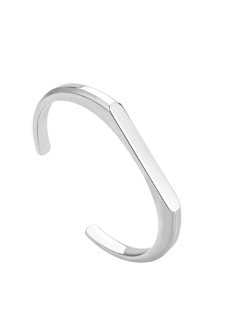 signet bangle hk, silver bracelet hong kong, stainless steel jewelry hk, minimalist bangle hk, modern bracelet for women, gift for her hk, streamline jewelry hk