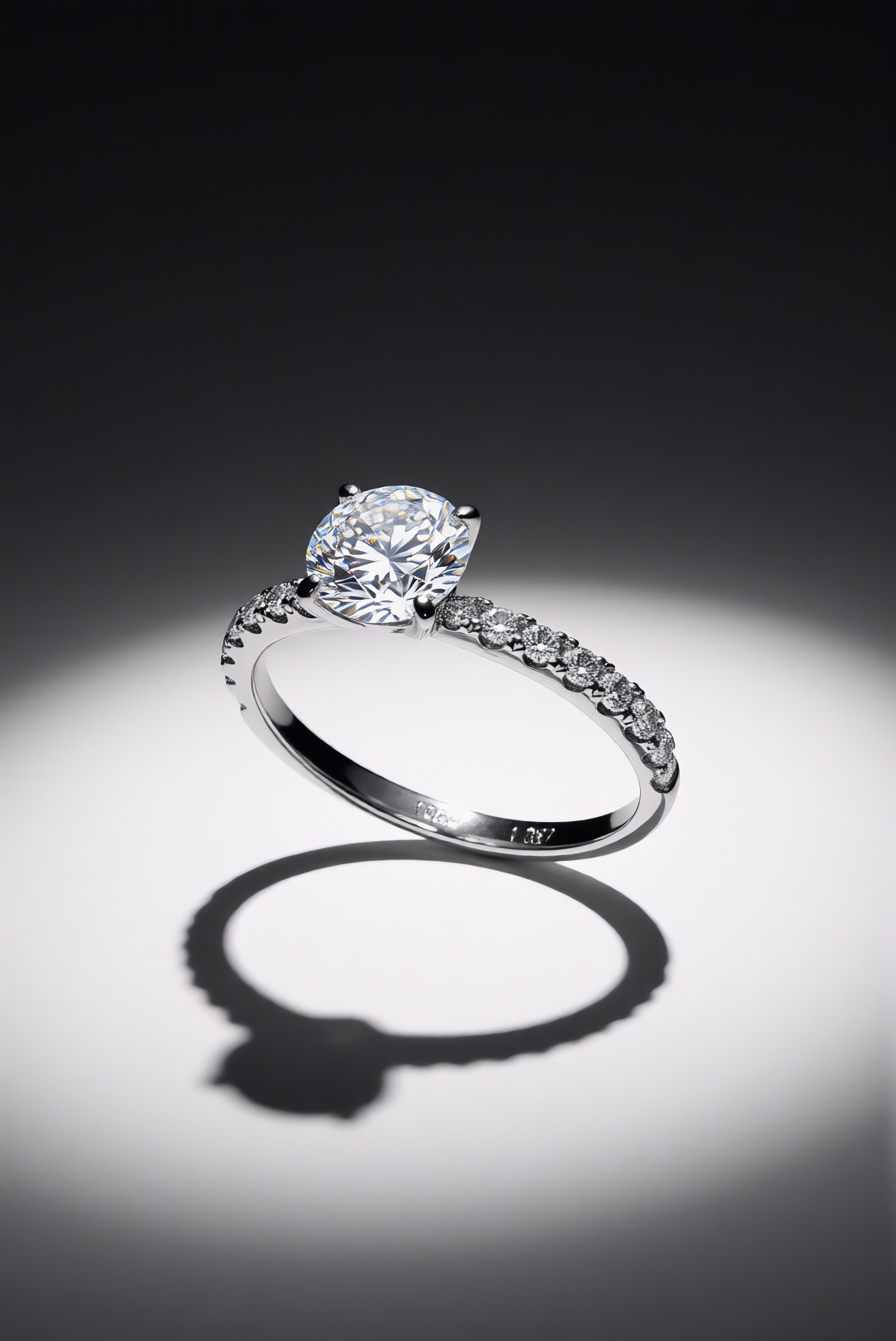 Lab Grown Diamond Ring | Round Brilliant with Half Eternal Band | 1.324CT | D-G | VS | 10K Solid White Gold