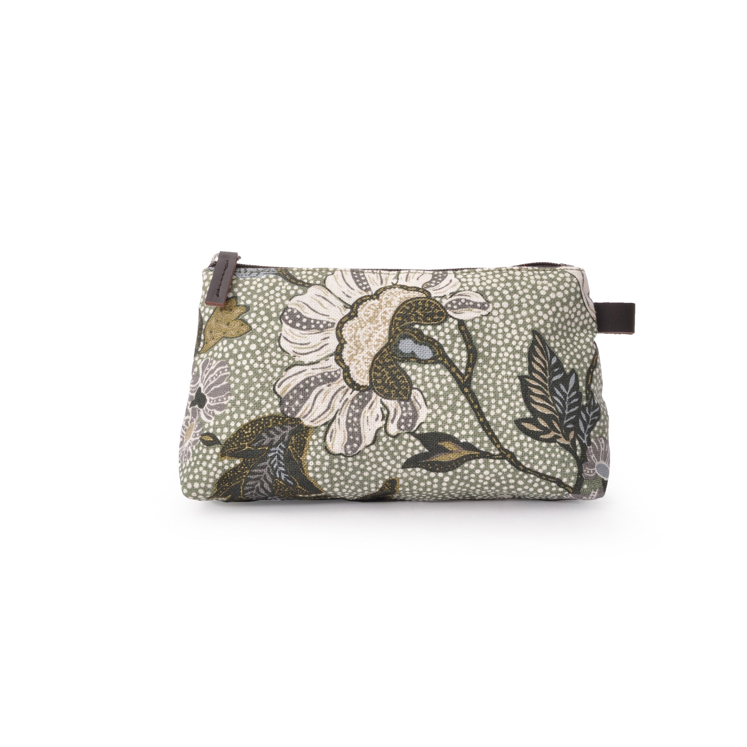 Cosmetic Bag | Soft Green Flower | Linen