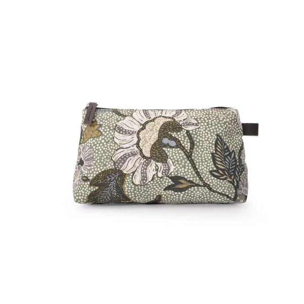 Cosmetic Bag | Soft Green Flower | Linen