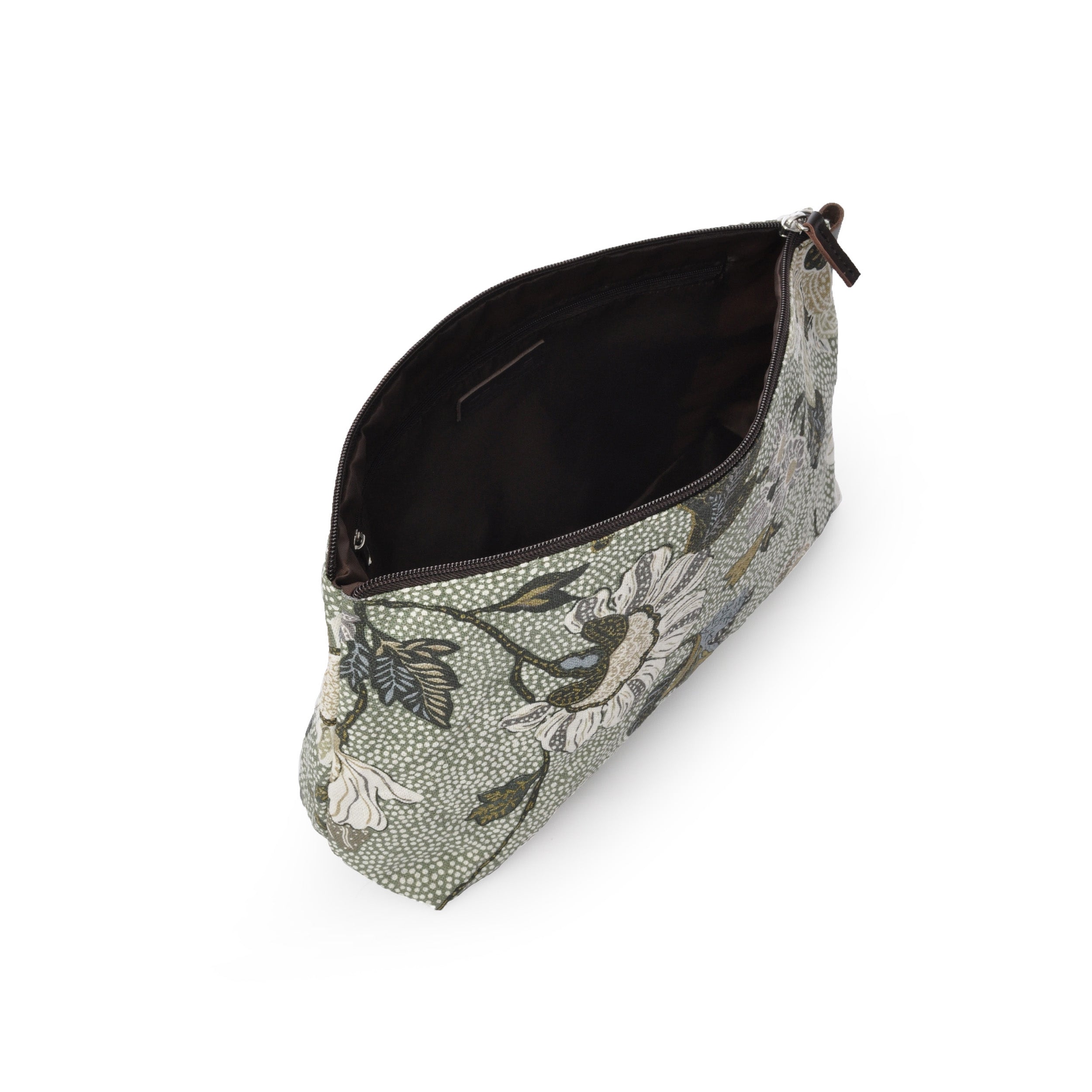 Cosmetic Bag | Soft Green Flower | Linen