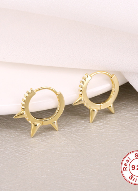 Earrings | Pavé Mini Rivet Huggies Petite | 925 Sterling Silver | 18K Gold Plated