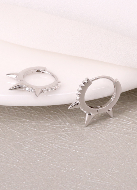 Earrings | Pavé Mini Rivet Huggies Petite | 925 Sterling Silver