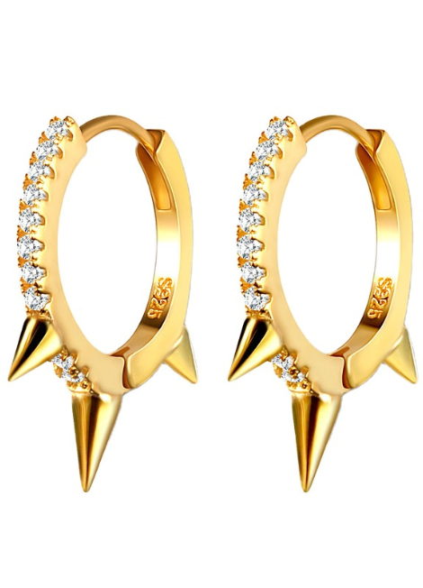 Earrings | Pavé Mini Rivet Huggies Petite | 925 Sterling Silver | 18K Gold Plated