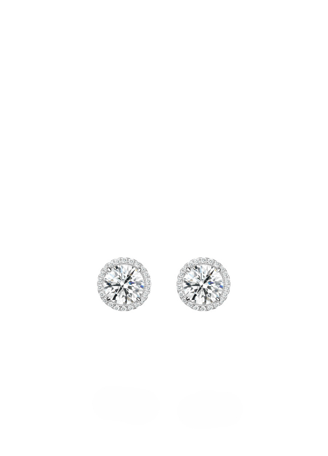 Earrings | Elysian Halo Round Studs | Lab Created Zirconia | 925 Sterling Silver