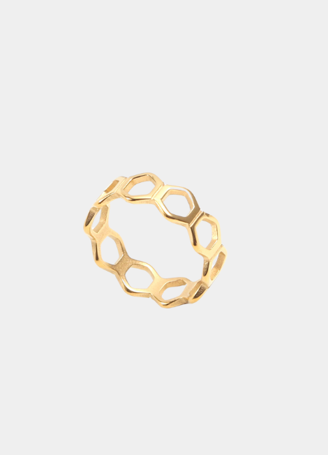 Ring | Oona Octagon Honeycomb | 18K Gold Plated