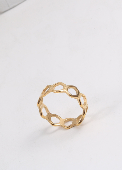 Ring | Oona Octagon Honeycomb | 18K Gold Plated