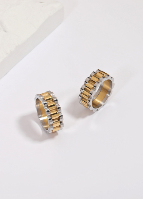Ring | Cleo Chunky Band | Two Tone
