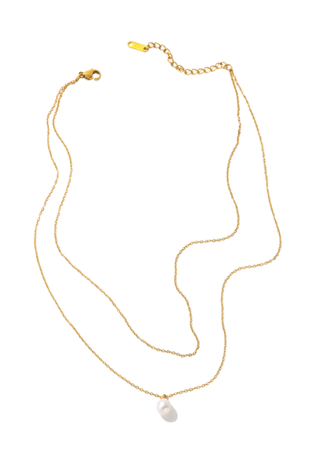 Necklace | Pearl Two Layers | Gold plated