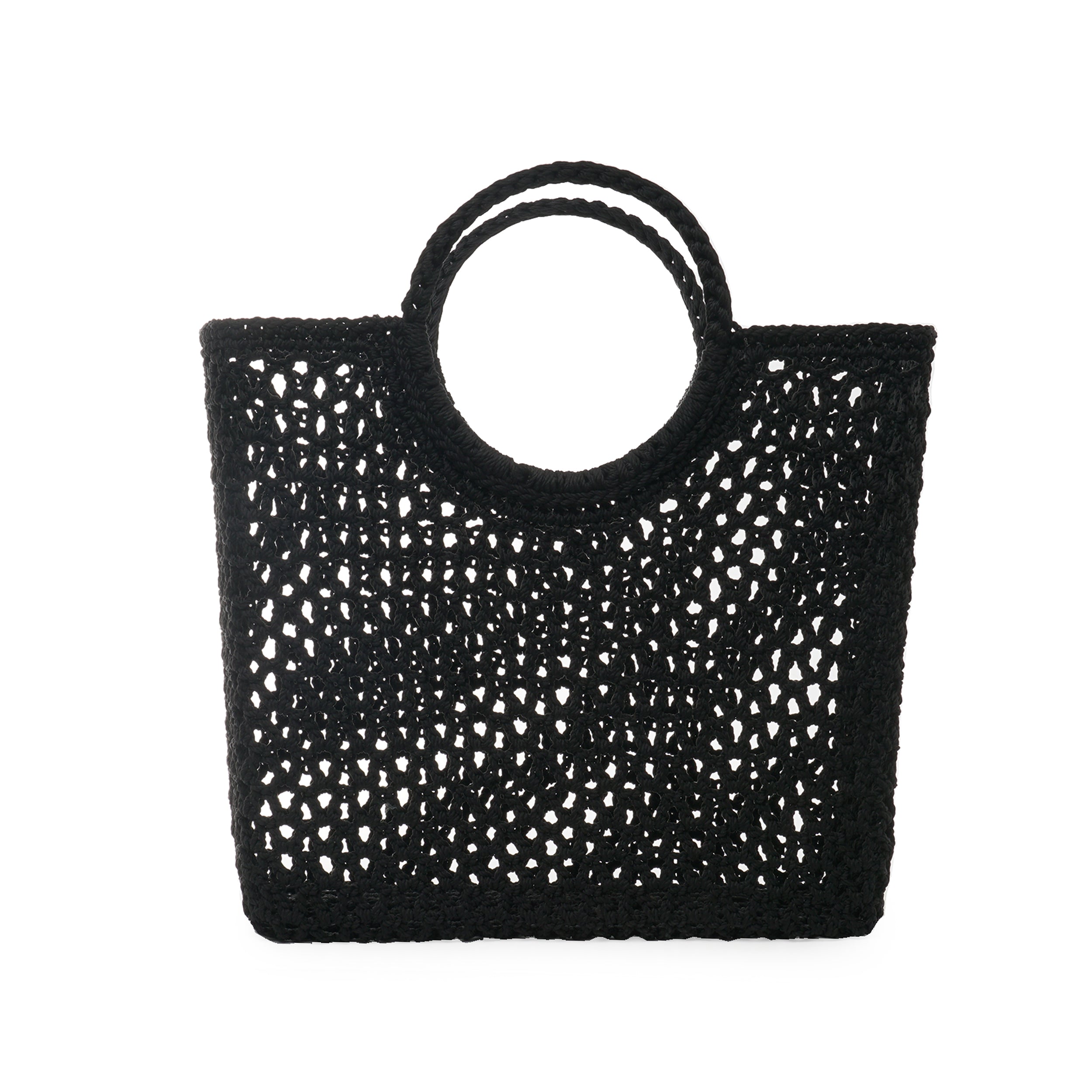 Shopper | Round Handle Basket | Crochet | Black