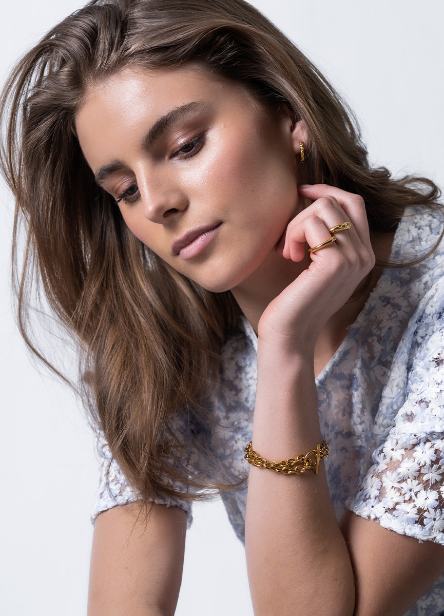 Bracelet | Unité Chain Bracelet | Double Row | IPG Gold Plated