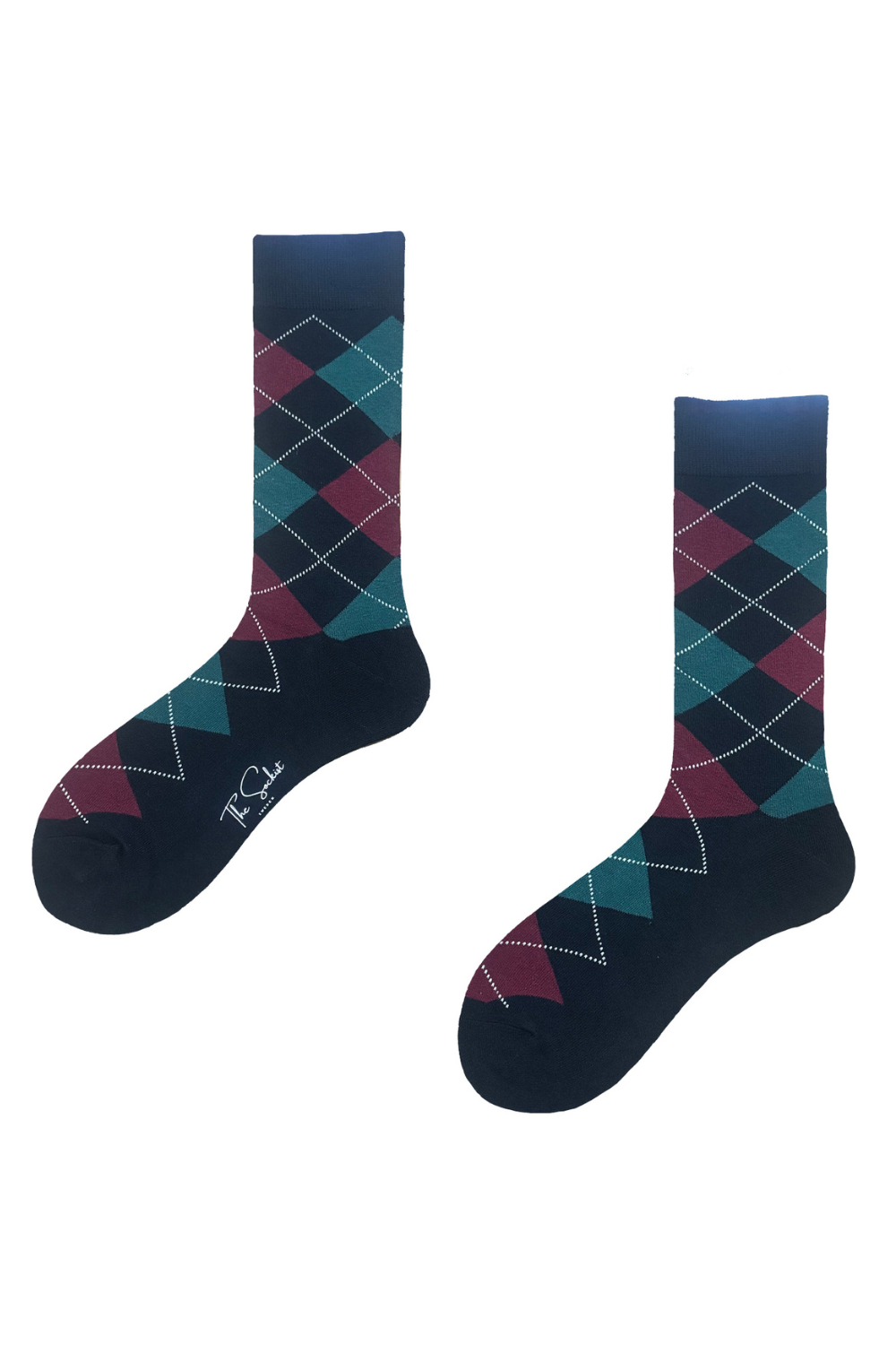 Socks | Green & Burgundy Checkmate | Cotton