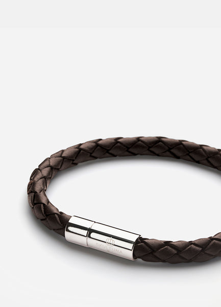 Leather Bracelet | 6mm | Silver | Dark Brown - STOCKHOLM 