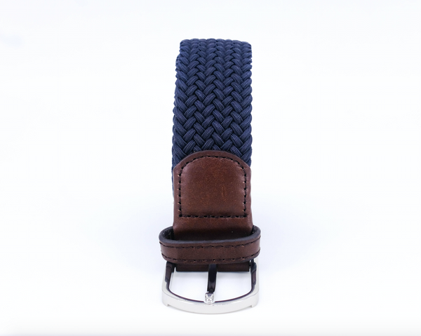 Braided Belt | Navy | Brown Leather | Steel - STOCKHOLM 