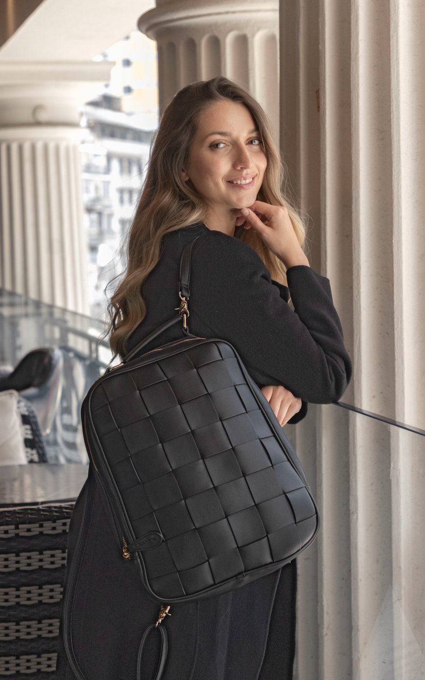 Backpack | Ravenna | Braided Strap | Black | Vegan