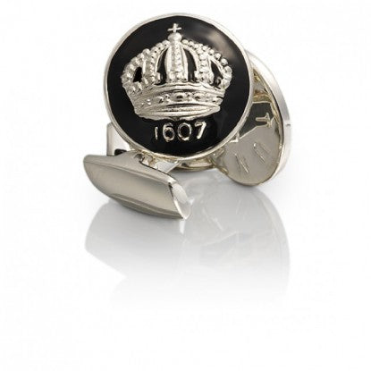 Cufflinks | Skultuna Crown | Silver Plated | Baroque Black - STOCKHOLM