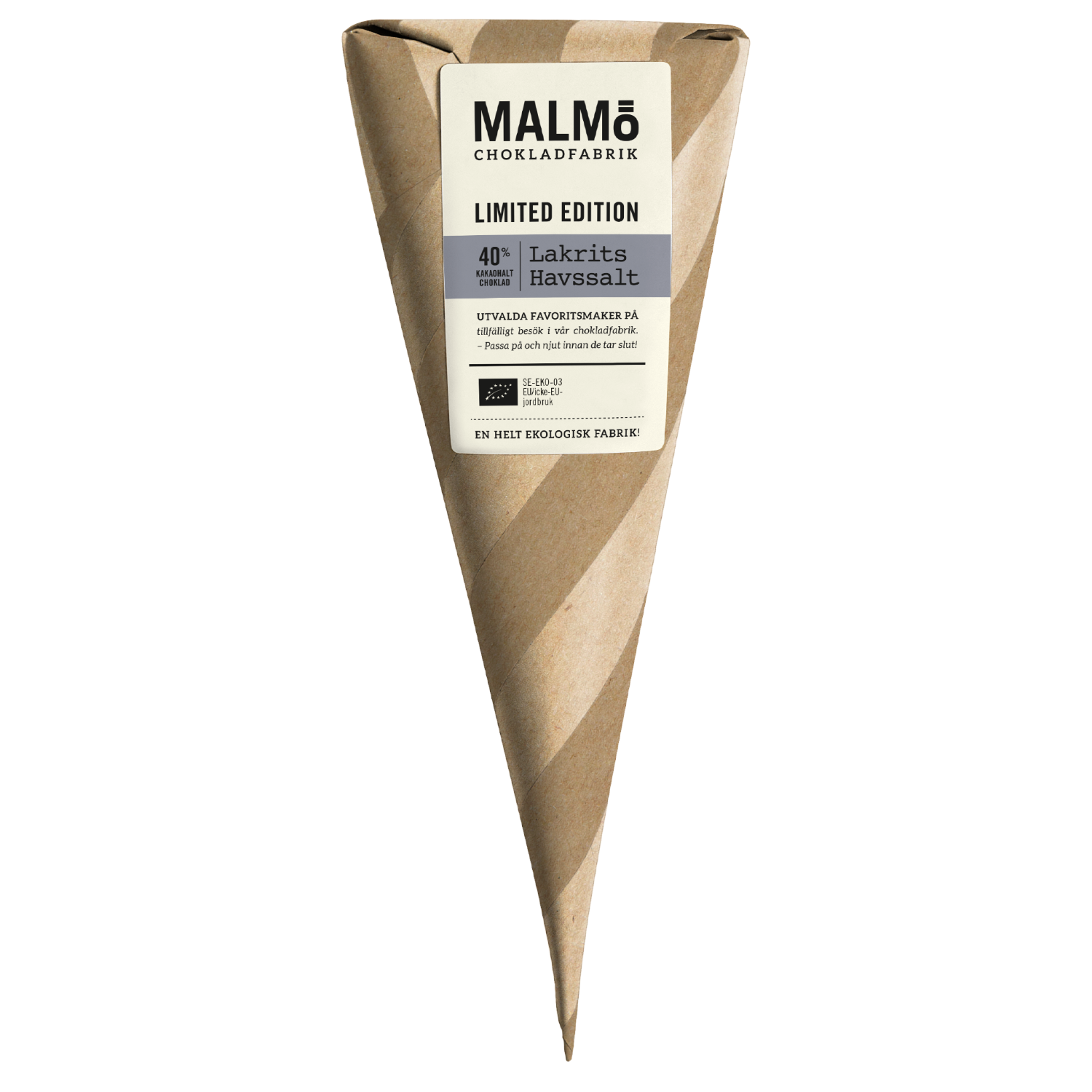 Organic Fairtrade Chocolate Cone | Licorice & Sea Salt 40%