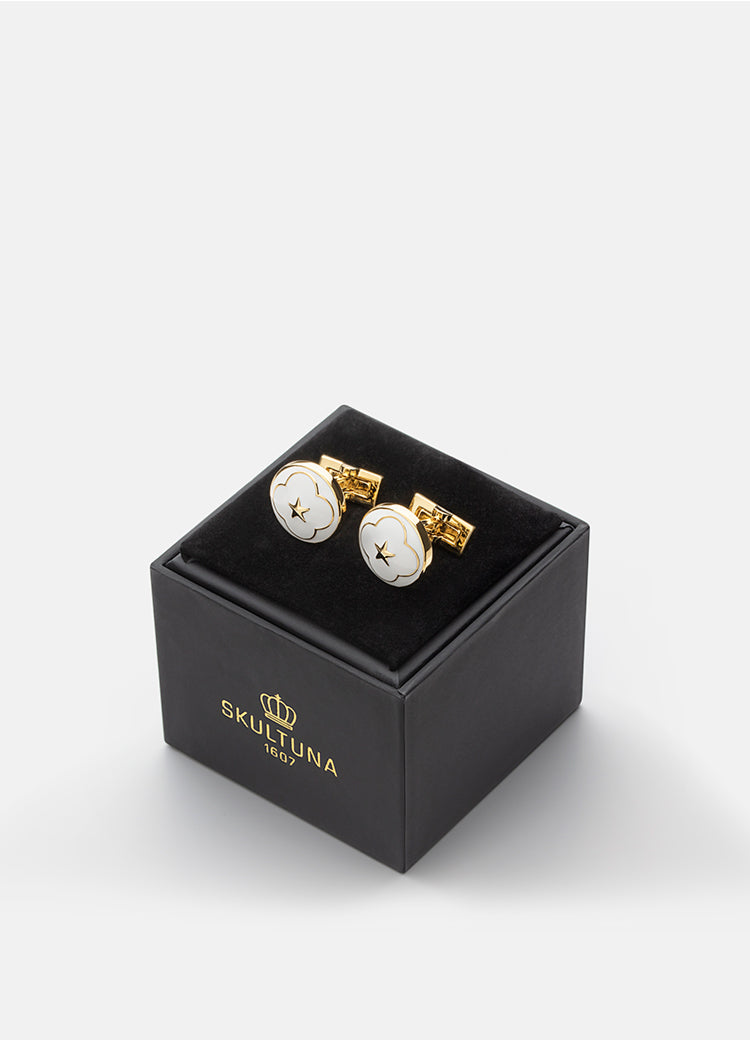 Cufflinks | The Official Wedding Series | Gold | White - STOCKHOLM