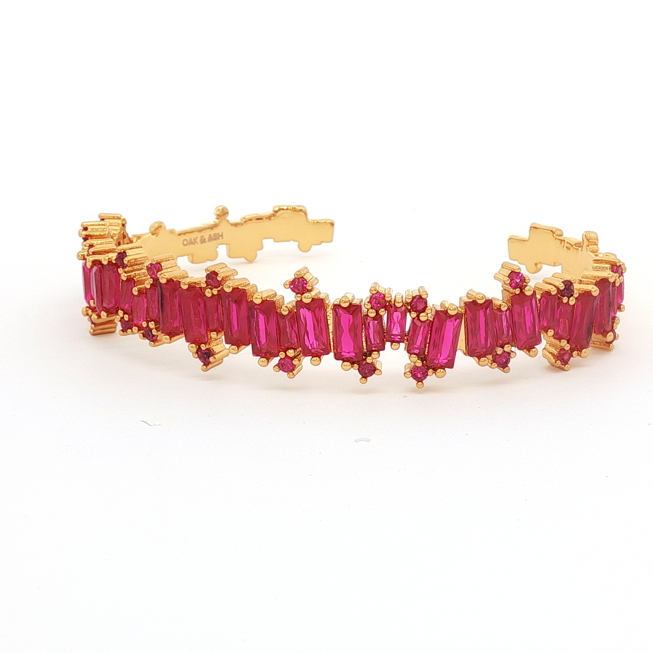 Bangle | Baguette-Cut Ruby | 18 K Goldplated