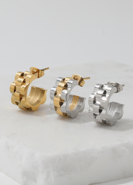 18k gold plated chunky band earrings