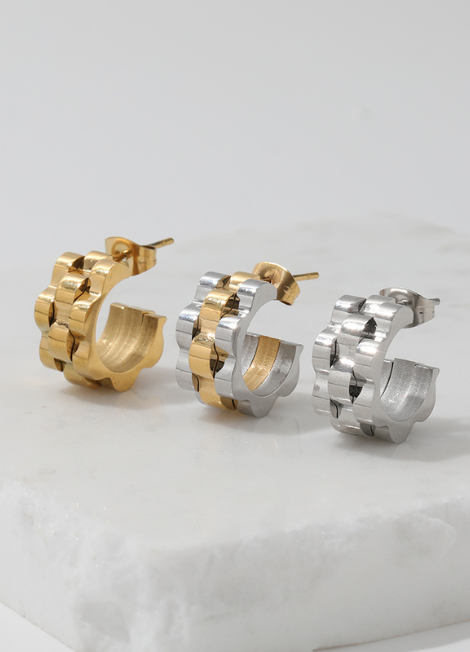 Silver Plated Chunky Band Earrings