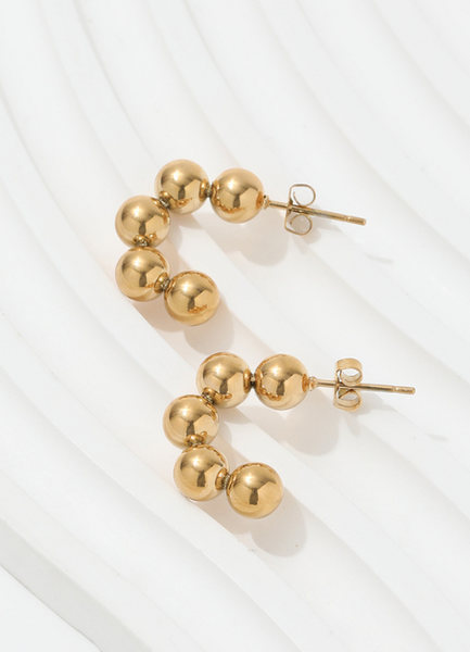 18k gold plated hoop beads earrings