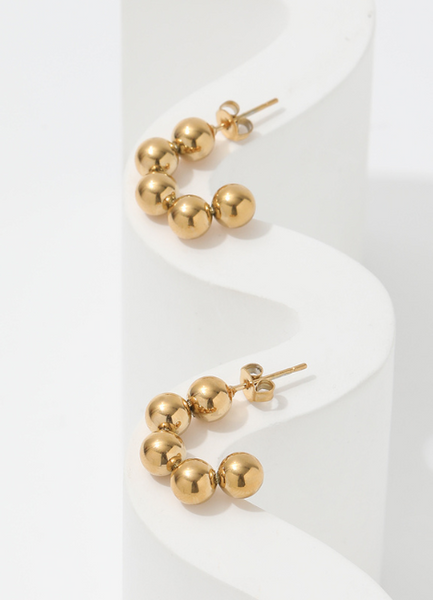 18k gold plated hoop beads earrings